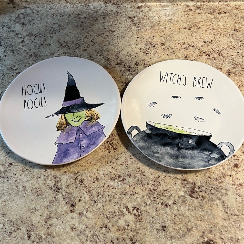 RAE DUNN Ceramic Halloween Plate Set New